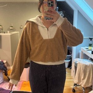 Anthropologie Anthro Dolan Sherpa Quarter Zip Pullover size Large